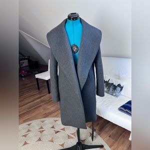 Ann Taylor - medium gray wool coat with belt, size small